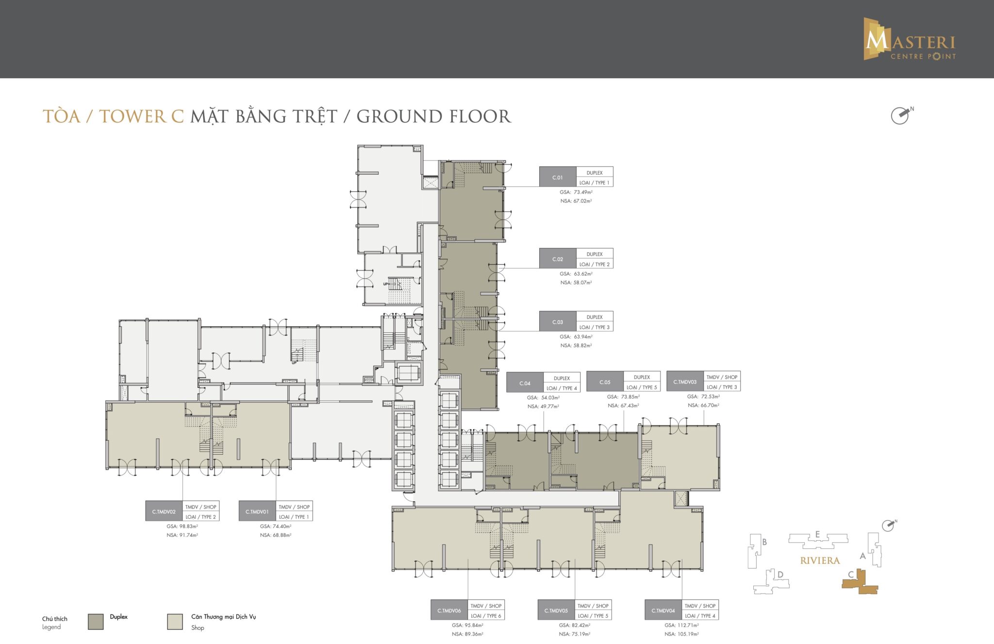 Mặt bằng Duplex Masteri Centre Point