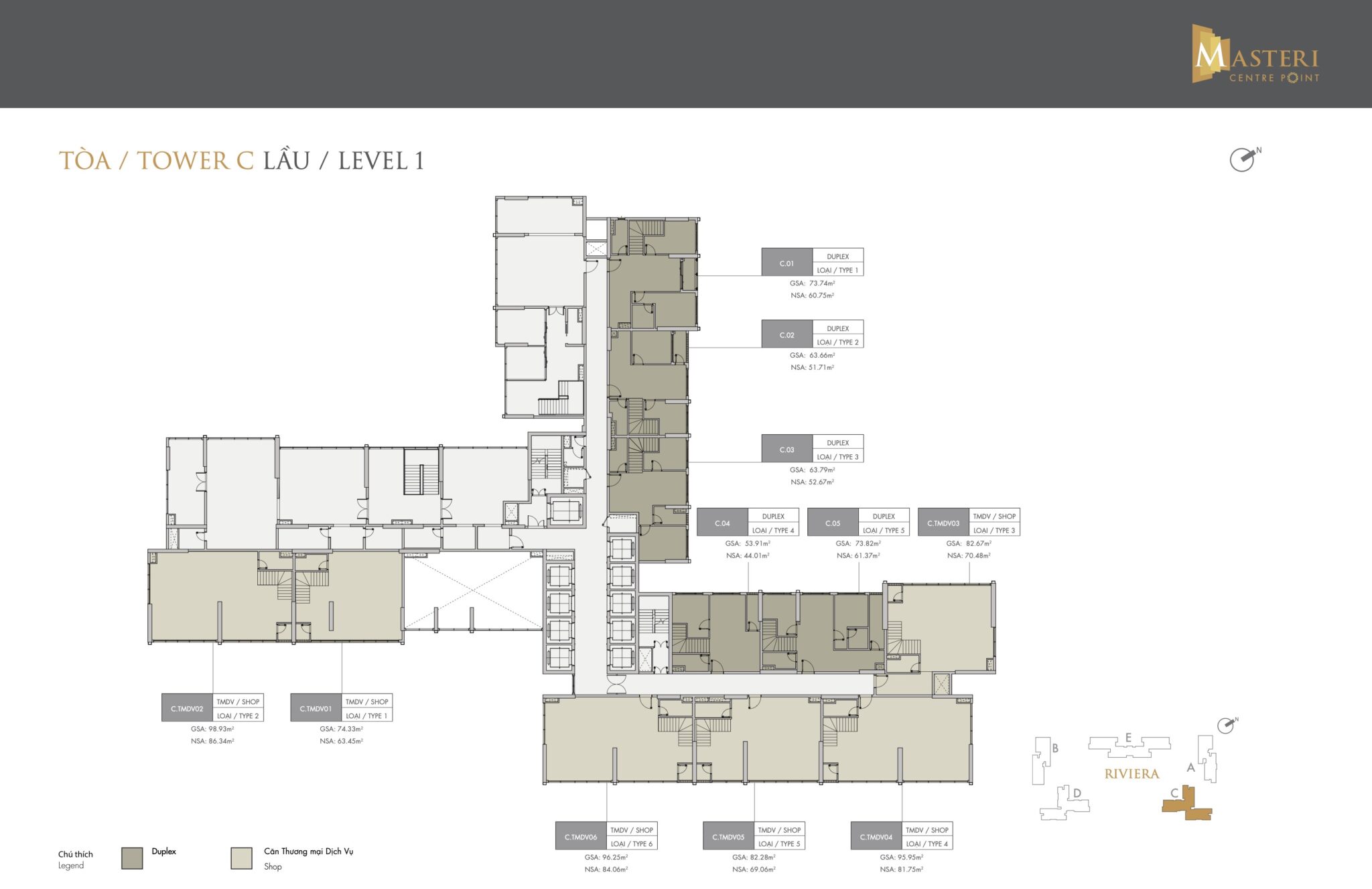 Mặt bằng Duplex Masteri Centre Point