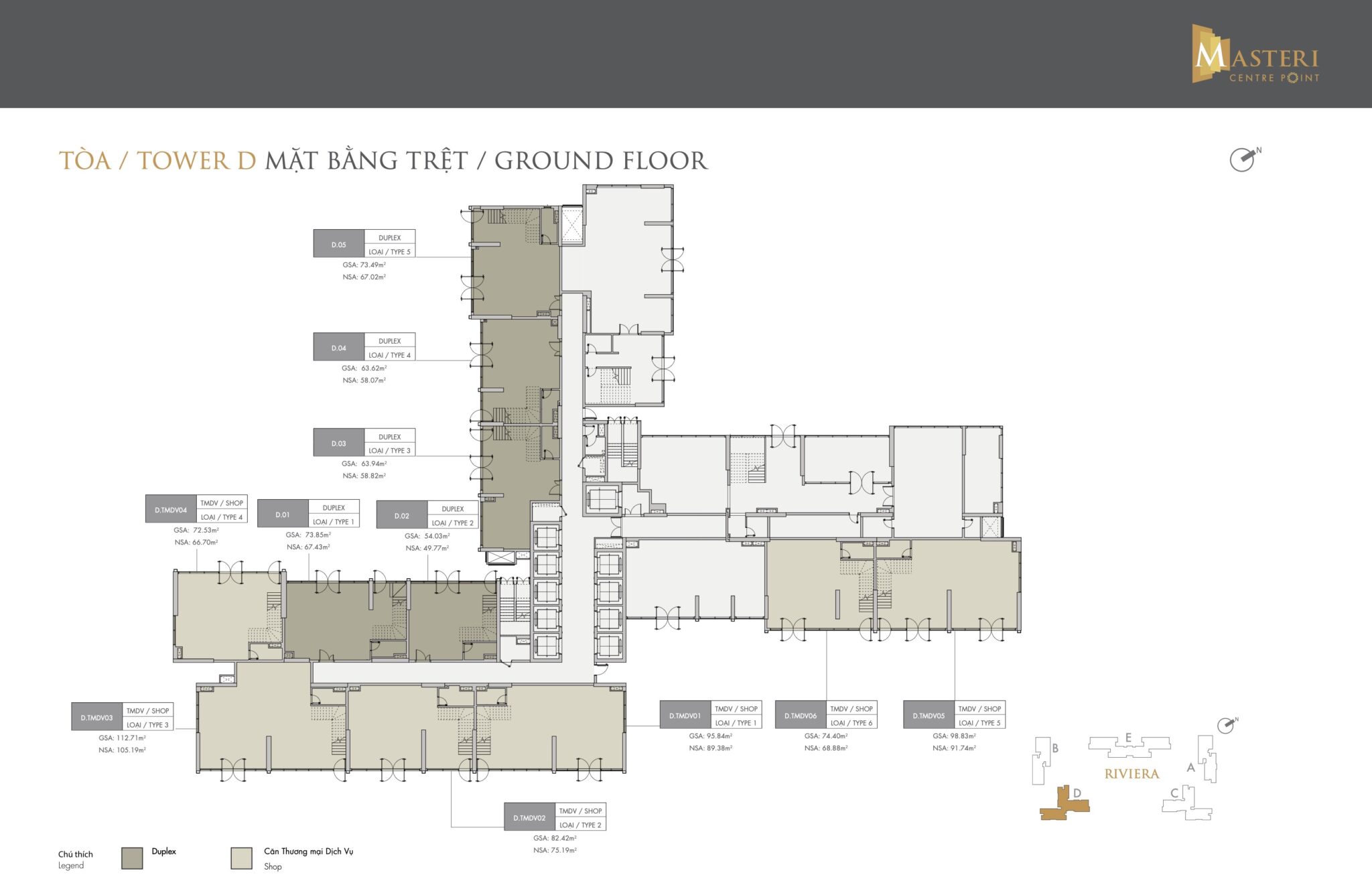 Mặt bằng Duplex Masteri Centre Point