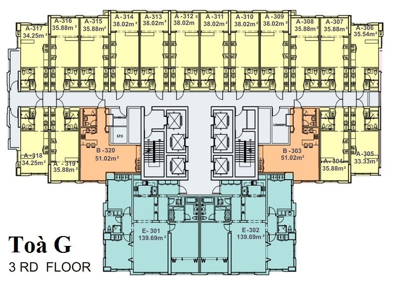 Mặt bằng căn hộ The Manor Bình Thạnh