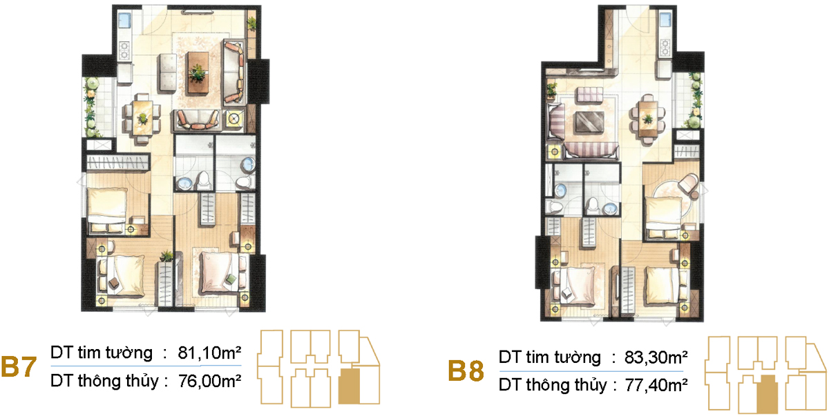 Mặt bằng căn hộ Paris Hoàng Kim