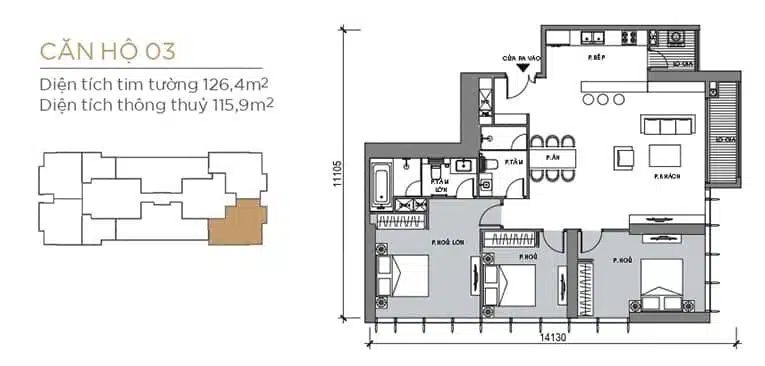 Mặt bằng Lux 6 Vinhomes Golden River