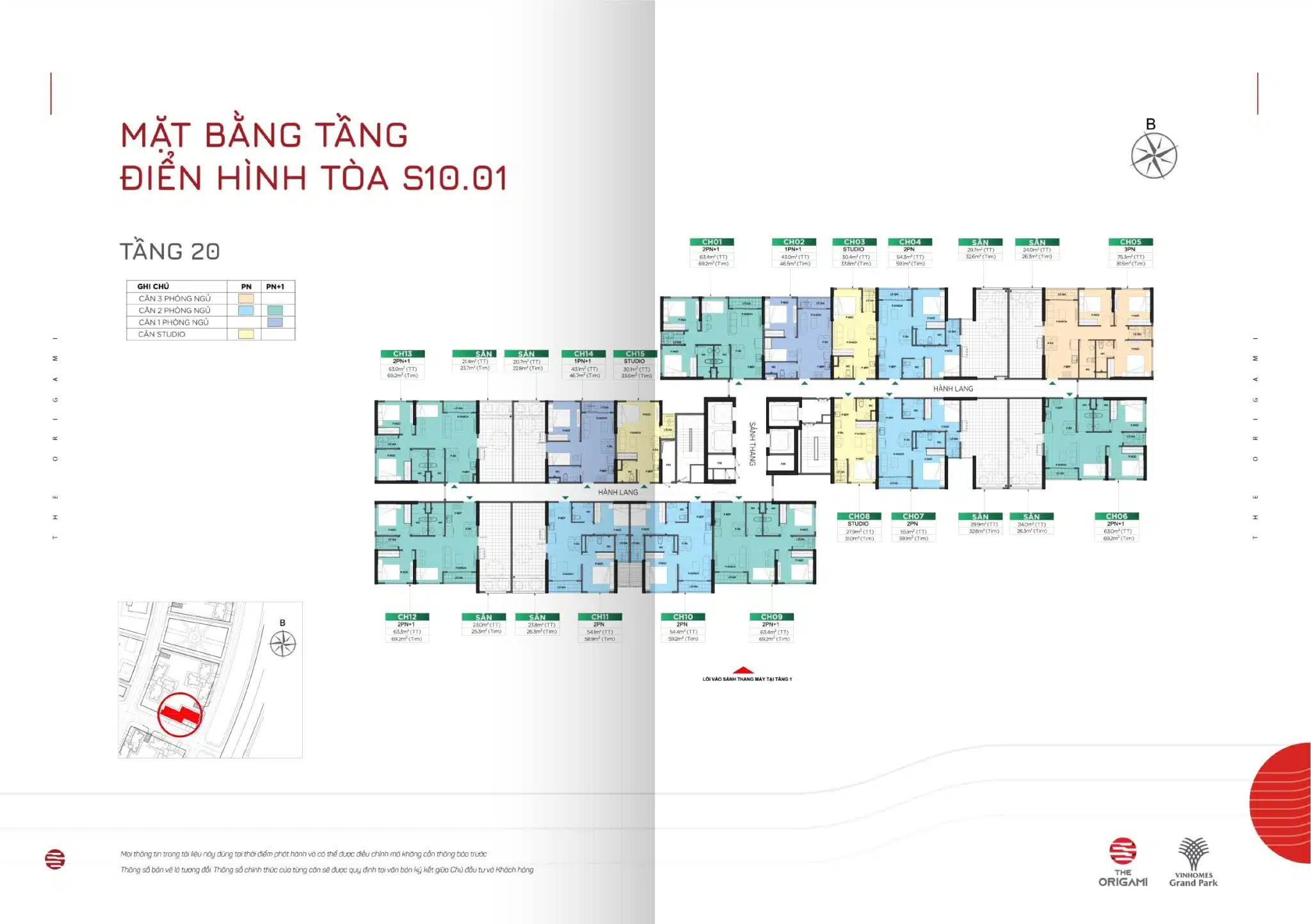 Mặt bằng Toà S10.01 The Origami