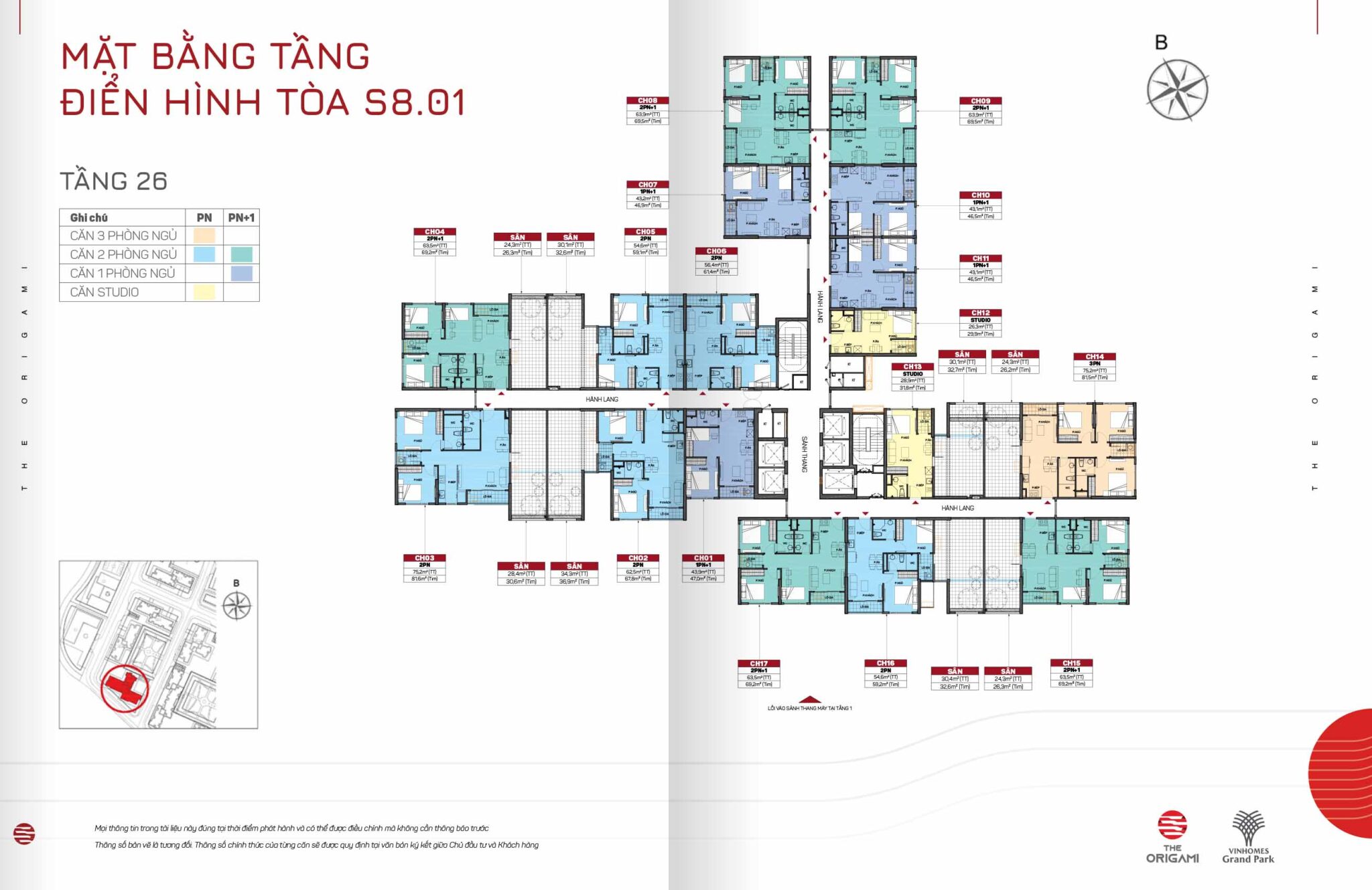 Mặt bằng Toà S8.01 The Origami