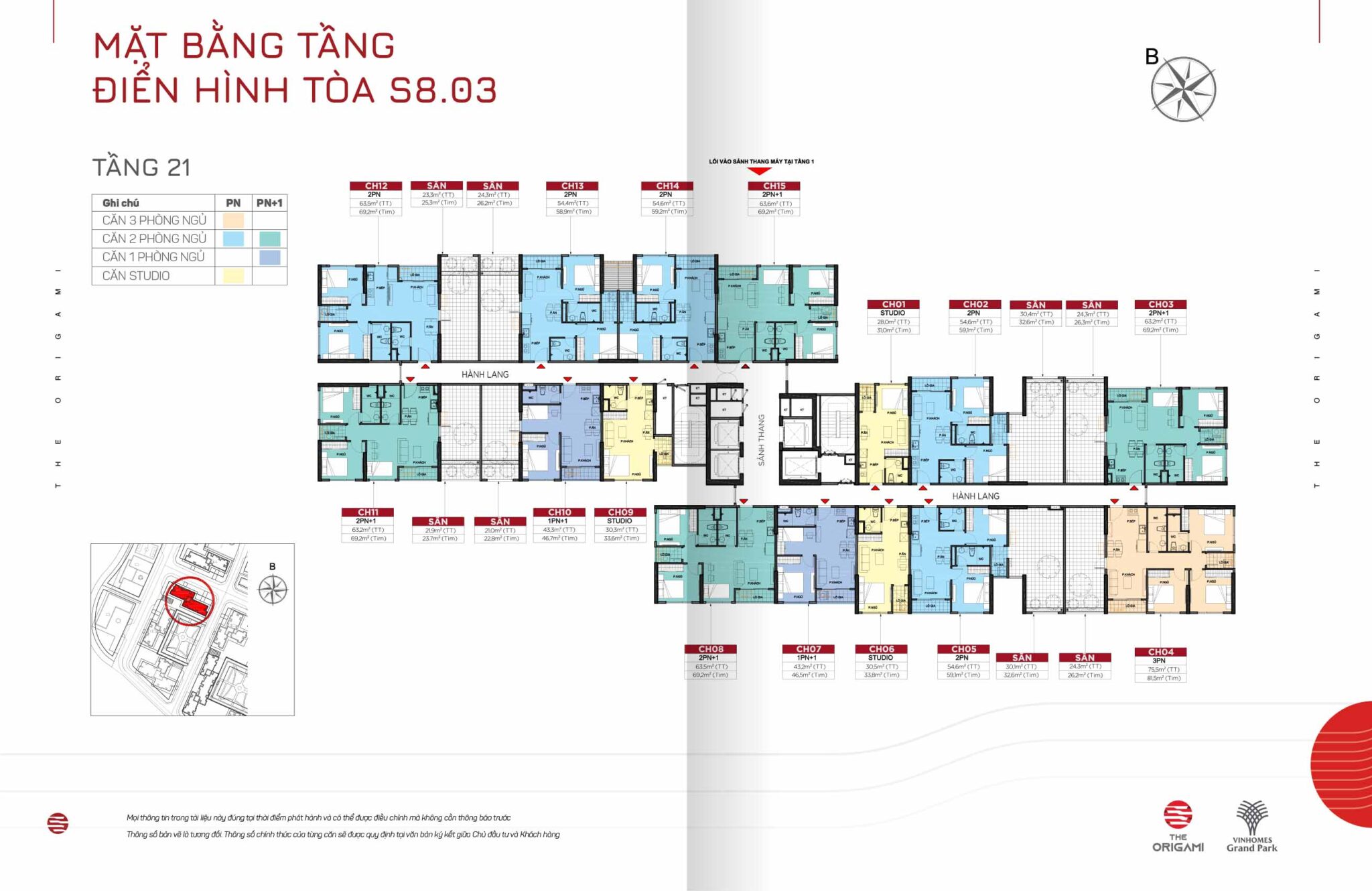 Mặt bằng Toà S8.03 The Origami