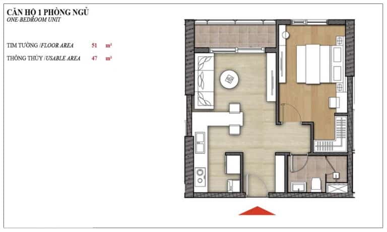 Đảo Kim Cương cho thuê căn hộ 1 phòng ngủ lầu thấp có nội thất view hồ bơi