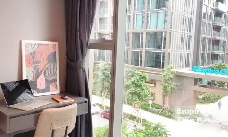 1 phòng ngủ cho thuê Empire City view hồ bơi tầng 3 block Tilia đầy đủ nội thất