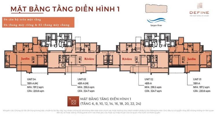 Mặt bằng và thiết kế căn hộ Define Thạnh Mỹ Lợi Quận 2
