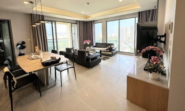 Đảo Kim Cương cho thuê 3 phòng ngủ tầng cao có nội thất view sông L81