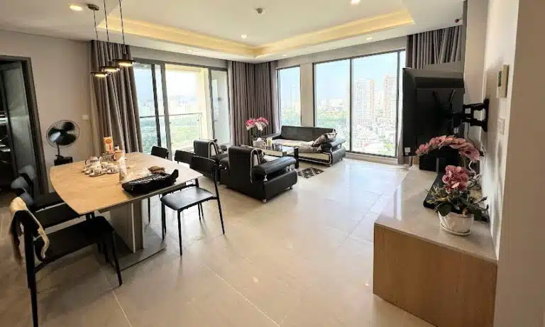 Đảo Kim Cương cho thuê 3 phòng ngủ tầng cao có nội thất view sông L81