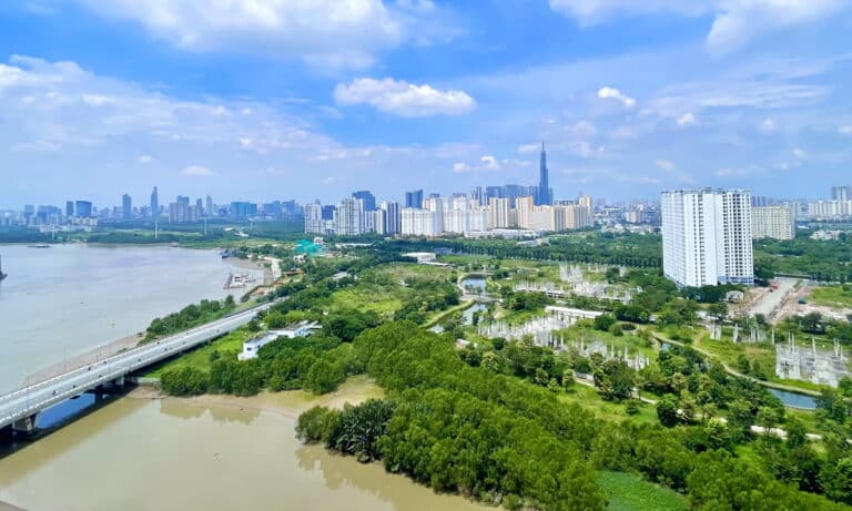 Căn hộ cho thuê Đảo Kim Cương 2 phòng lầu cao full nội thất view sông L81