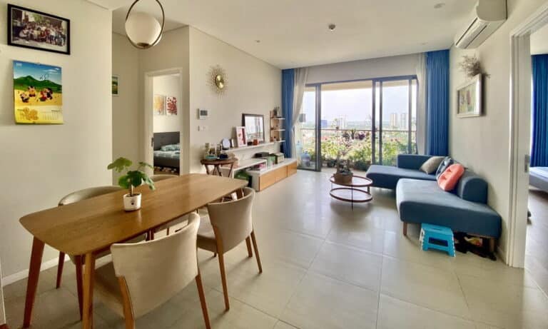 Căn hộ cho thuê Đảo Kim Cương 2 phòng ngủ lầu cao nội thất xịn view sông