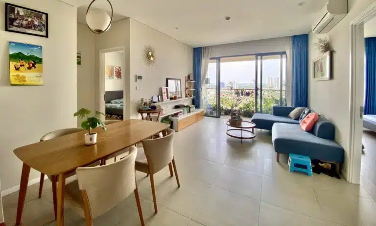 Căn hộ cho thuê Đảo Kim Cương 2 phòng ngủ lầu cao nội thất xịn view sông