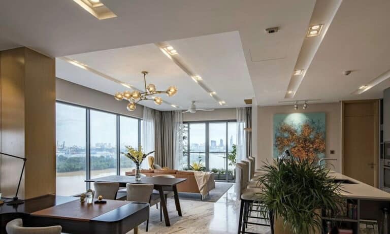 Cho thuê căn Đảo Kim Cương 4 phòng ngủ tầng cao nội thất full view sông