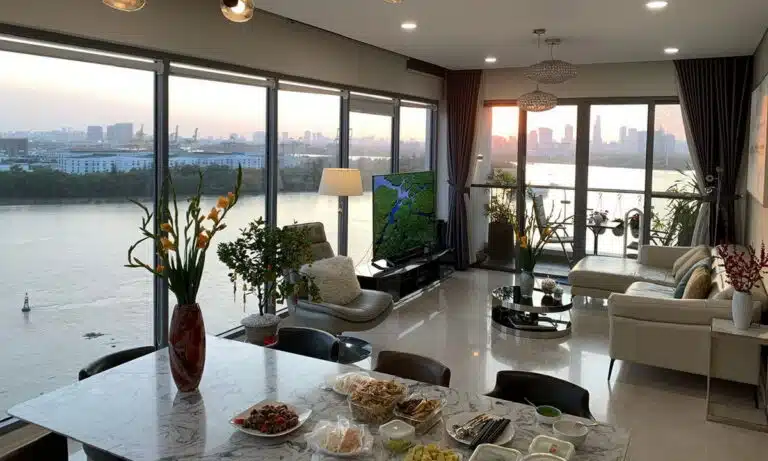 Cho thuê Đảo Kim Cương căn hộ 4 phòng ngủ tầng cao nhà đẹp view sông