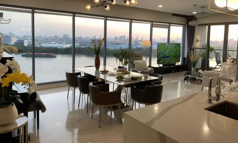 Cho thuê Đảo Kim Cương căn hộ 4 phòng ngủ tầng cao nhà đẹp view sông