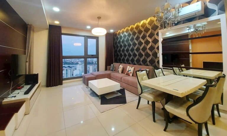 Cho thuê Pearl Plaza Bình Thạnh 2 phòng ngủ view sông lầu cao có nội thất