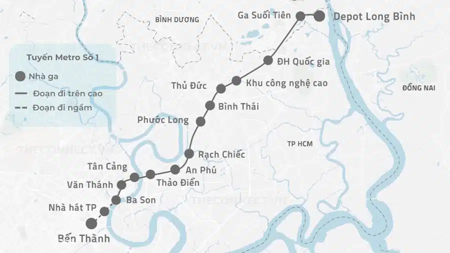 Tuyến Metro Số 1 Bến Thành – Suối Tiên: Lịch trình và Giá vé