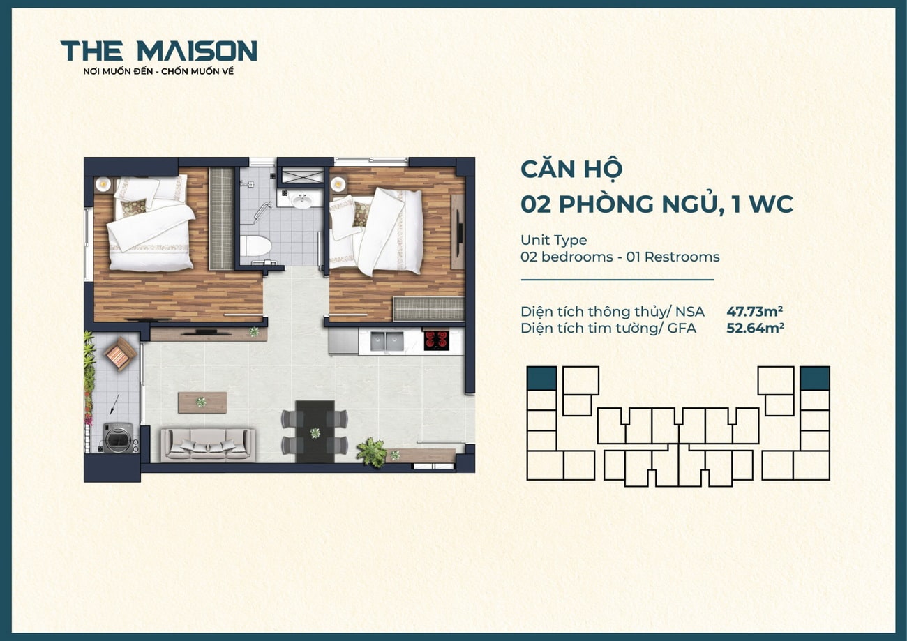 Mặt bằng căn hộ The Maison Bình Dương