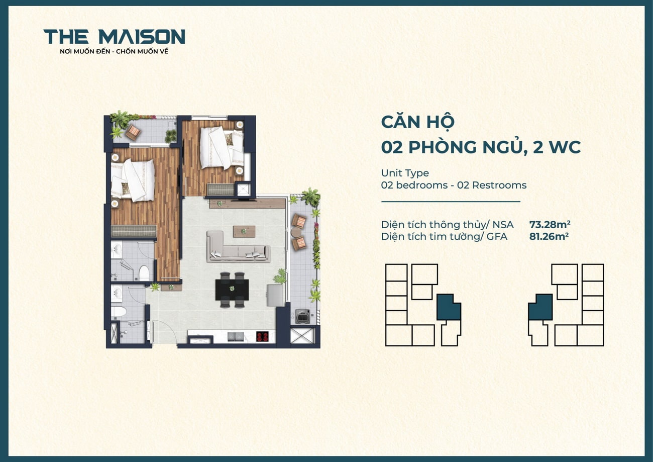 Mặt bằng căn hộ The Maison Bình Dương