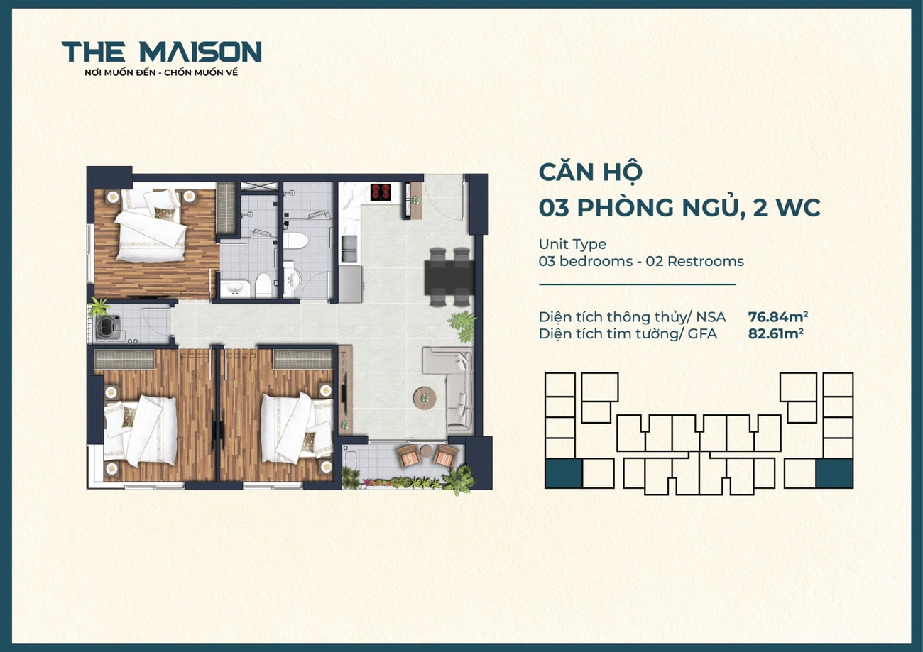 Mặt bằng căn hộ The Maison Bình Dương