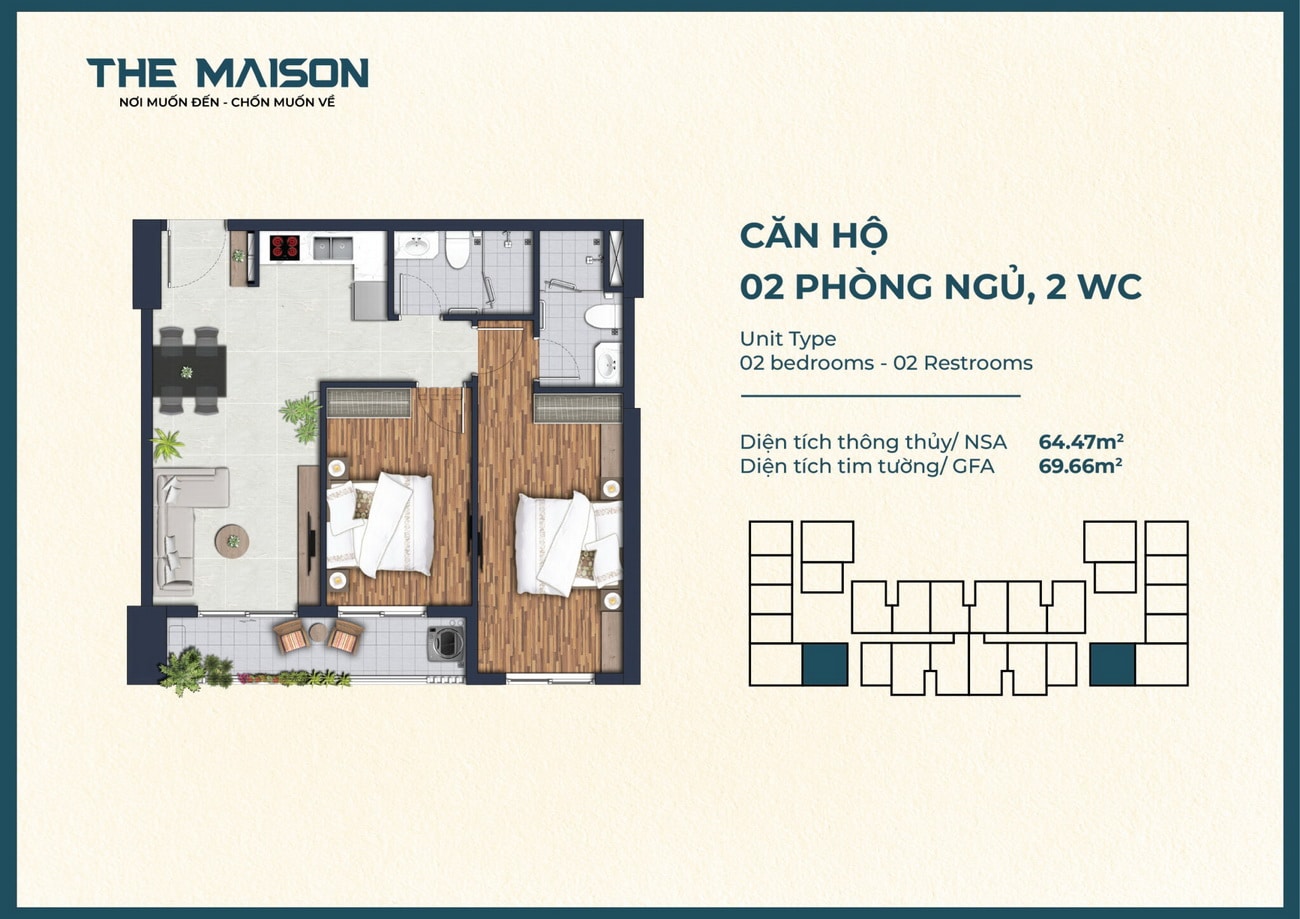 Mặt bằng căn hộ The Maison Bình Dương