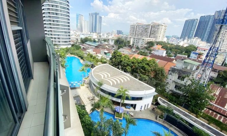 Cho thuê căn hộ 1 phòng ngủ City Garden lầu cao không nội thất view quận 1