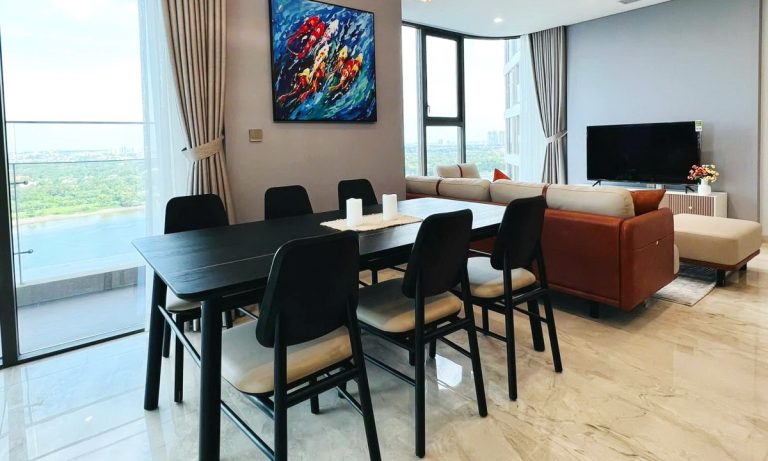 Căn hộ 3 phòng ngủ Thảo Điền Green cho thuê đầy đủ nội thất view sông