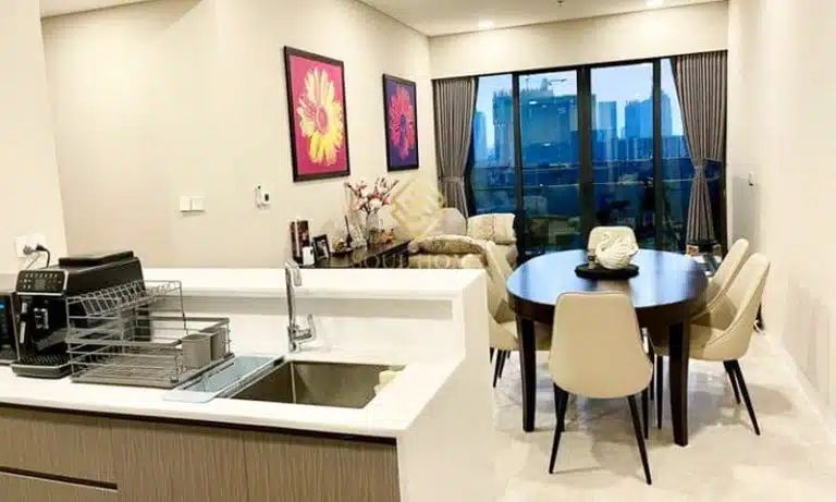 Căn hộ cho thuê The River Thủ Thiêm 2 phòng ngủ có trang bị nội thất đẹp