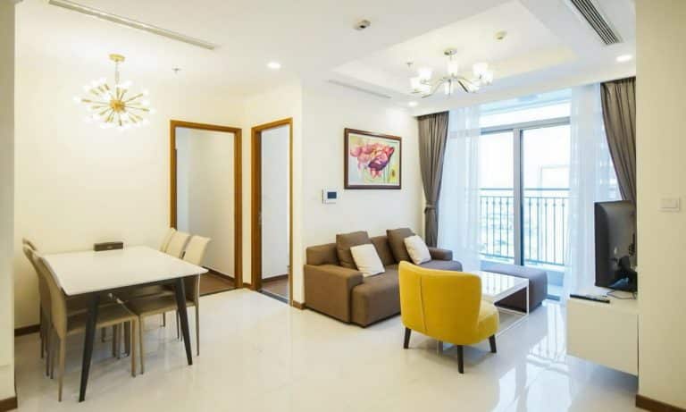 Cho thuê căn hộ view sông 2 phòng ngủ lầu cao Landmark Plus full nội thất