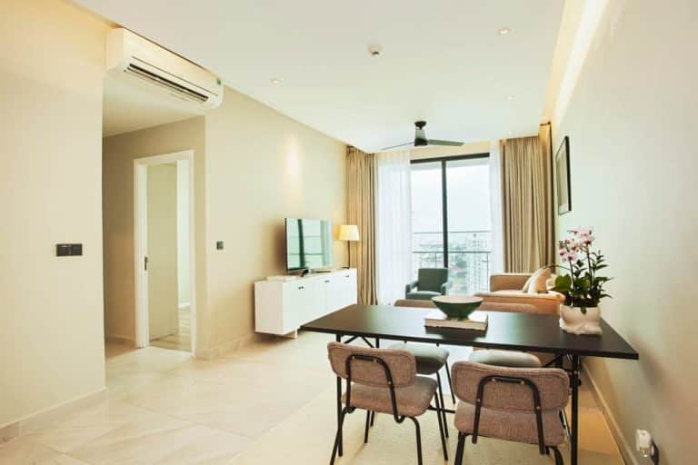 Cho thuê căn hộ 2 phòng ngủ D’Edge Thảo Điền nội thất sang tầng cao thoáng