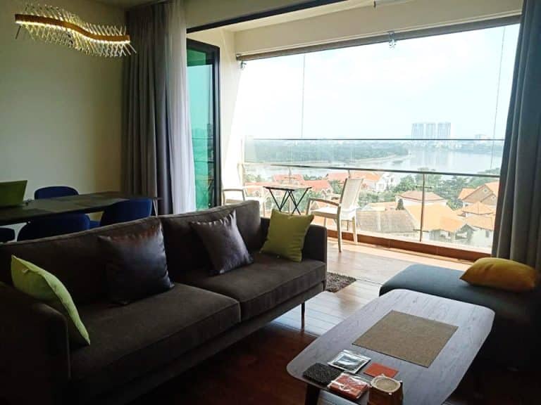 Căn hộ cho thuê 3 phòng ngủ D’Edge Thảo Điền đủ nội thất view sông mát