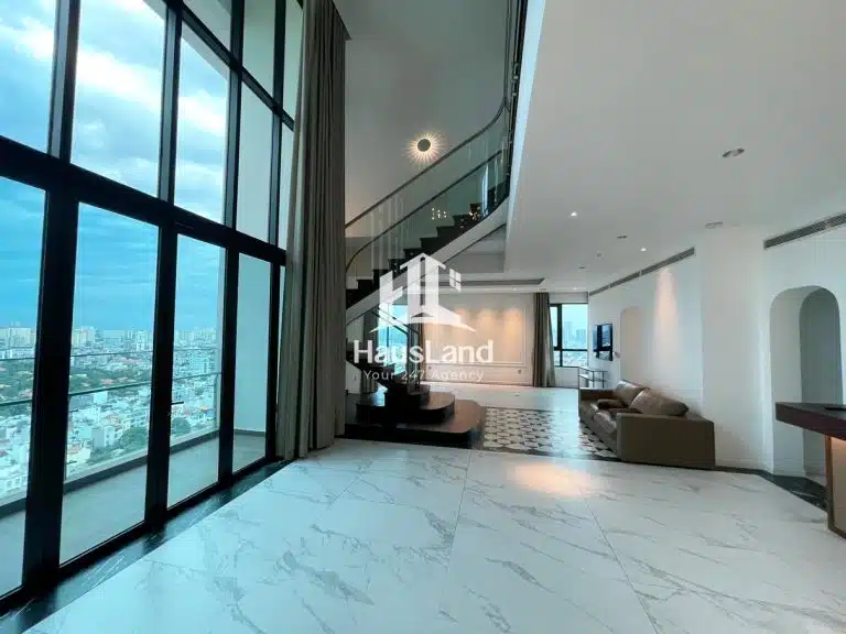 Căn Penthouse duplex 5 phòng ngủ cho thuê D’Edge Thảo Điền trống view sông