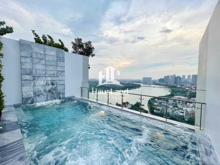Căn Penthouse duplex 5 phòng ngủ cho thuê D’Edge Thảo Điền trống view sông