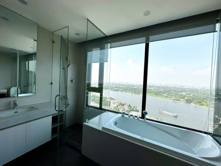 Penthouse duplex 4 phòng ngủ cho thuê D’Edge Thảo Điền đủ nội thất view sông