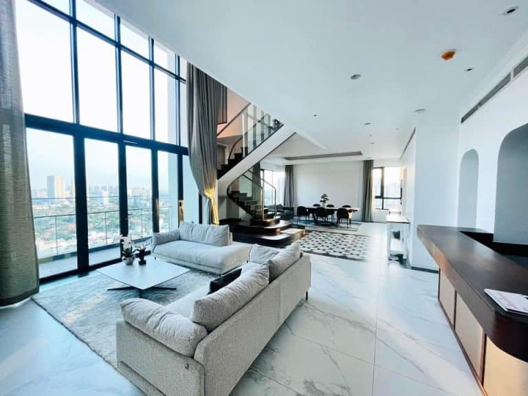 Penthouse duplex 3 phòng ngủ cho thuê D’Edge Thảo Điền nhà đẹp view sông