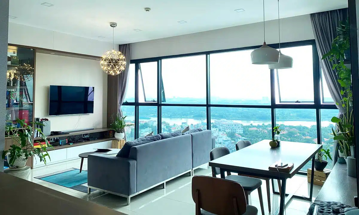 Cho thuê The Ascent tầng cao căn hộ nội thất xịn 3 phòng ngủ view sông
