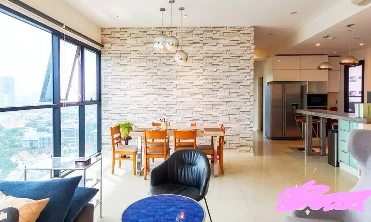 Cho thuê The Ascent lầu cao nội thất full căn hộ 3 phòng ngủ view sông đẹp