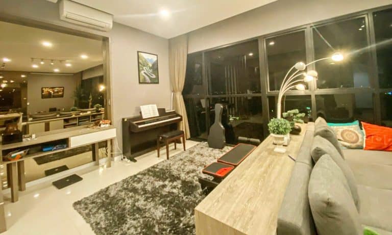 Cho thuê căn The Ascent lầu cao đủ nội thất rất đẹp 3 phòng ngủ view sông