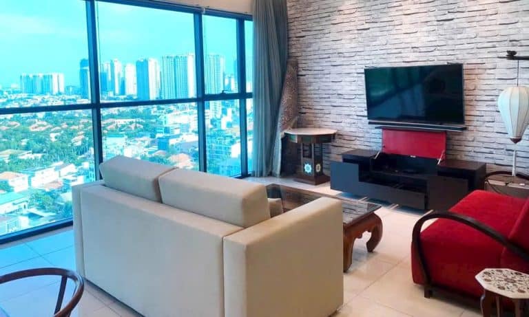 Cho thuê The Ascent tầng cao căn hộ đầy đủ nội thất 3 phòng ngủ view sông