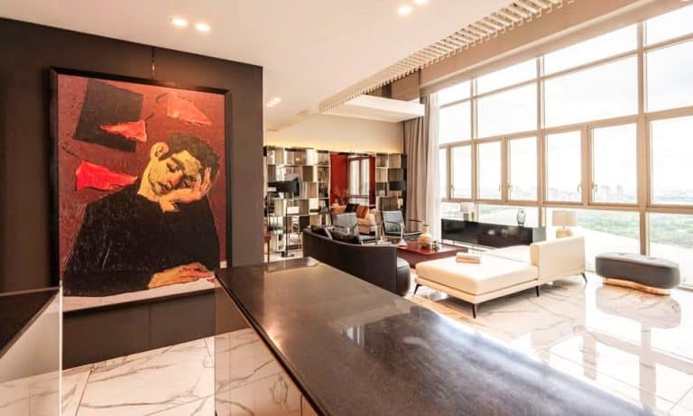 Căn hộ penthouse 6 phòng ngủ The Vista cho thuê view sông nội thất đẹp