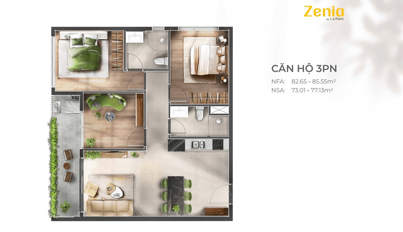 Mặt bằng Tòa Risa dự án La Pura: Thiết kế tối ưu cho gia đình trẻ