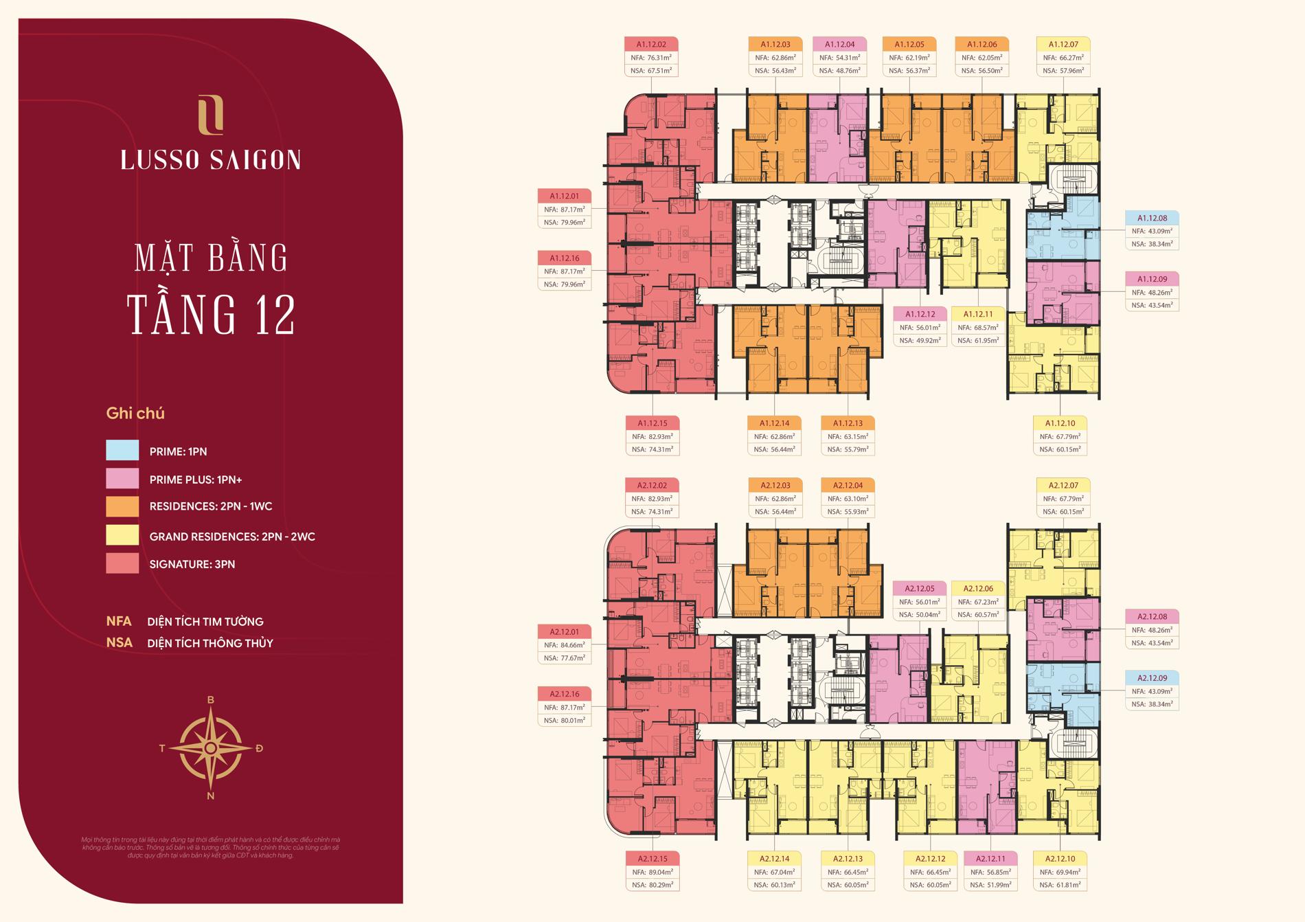 Mặt bằng căn hộ Lusso Saigon – Phân tích thiết kế và diện tích