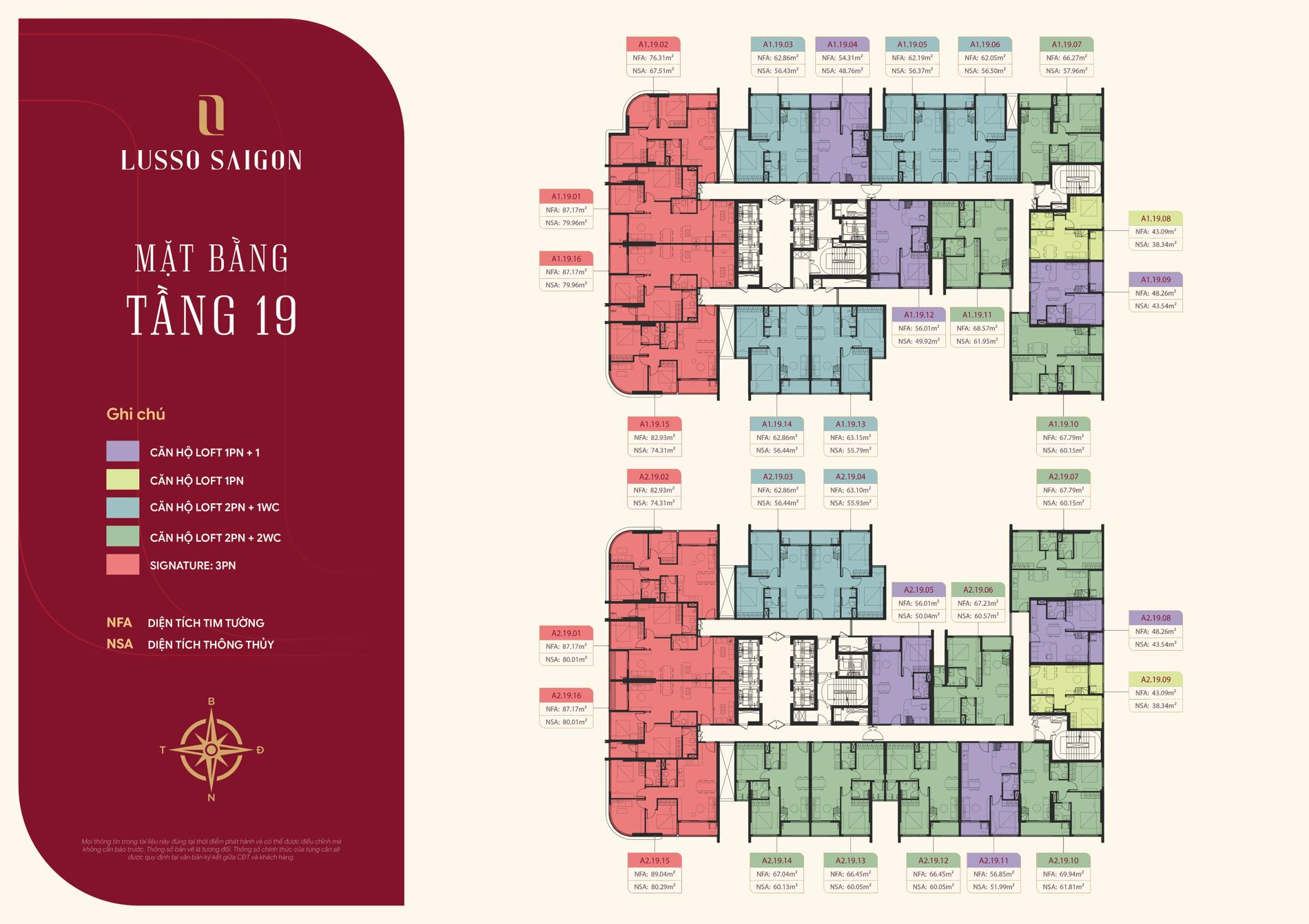 Mặt bằng căn hộ Lusso Saigon – Phân tích thiết kế và diện tích