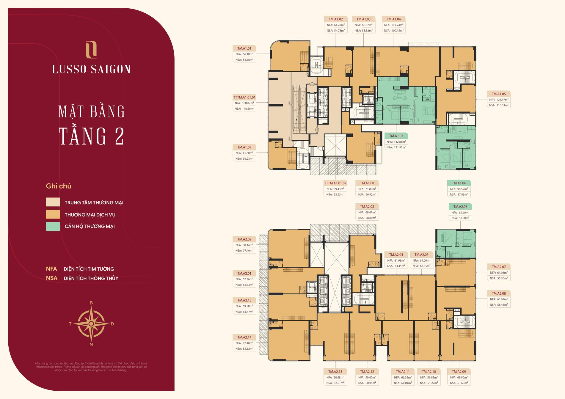 Mặt bằng căn hộ Lusso Saigon – Phân tích thiết kế và diện tích