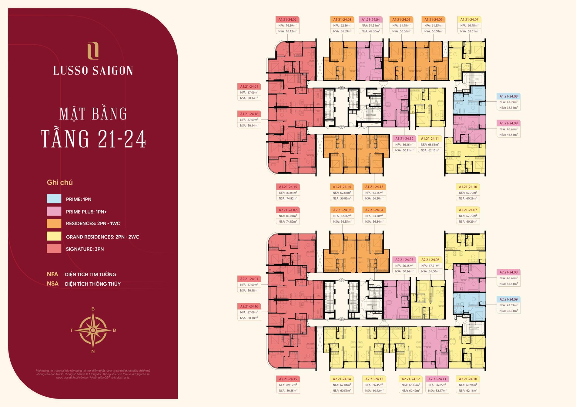 Mặt bằng căn hộ Lusso Saigon – Phân tích thiết kế và diện tích