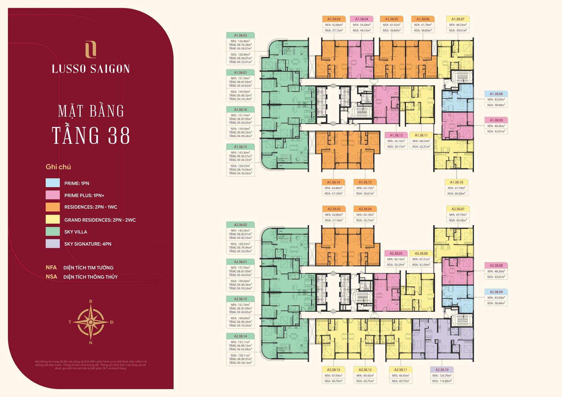 Mặt bằng căn hộ Lusso Saigon – Phân tích thiết kế và diện tích