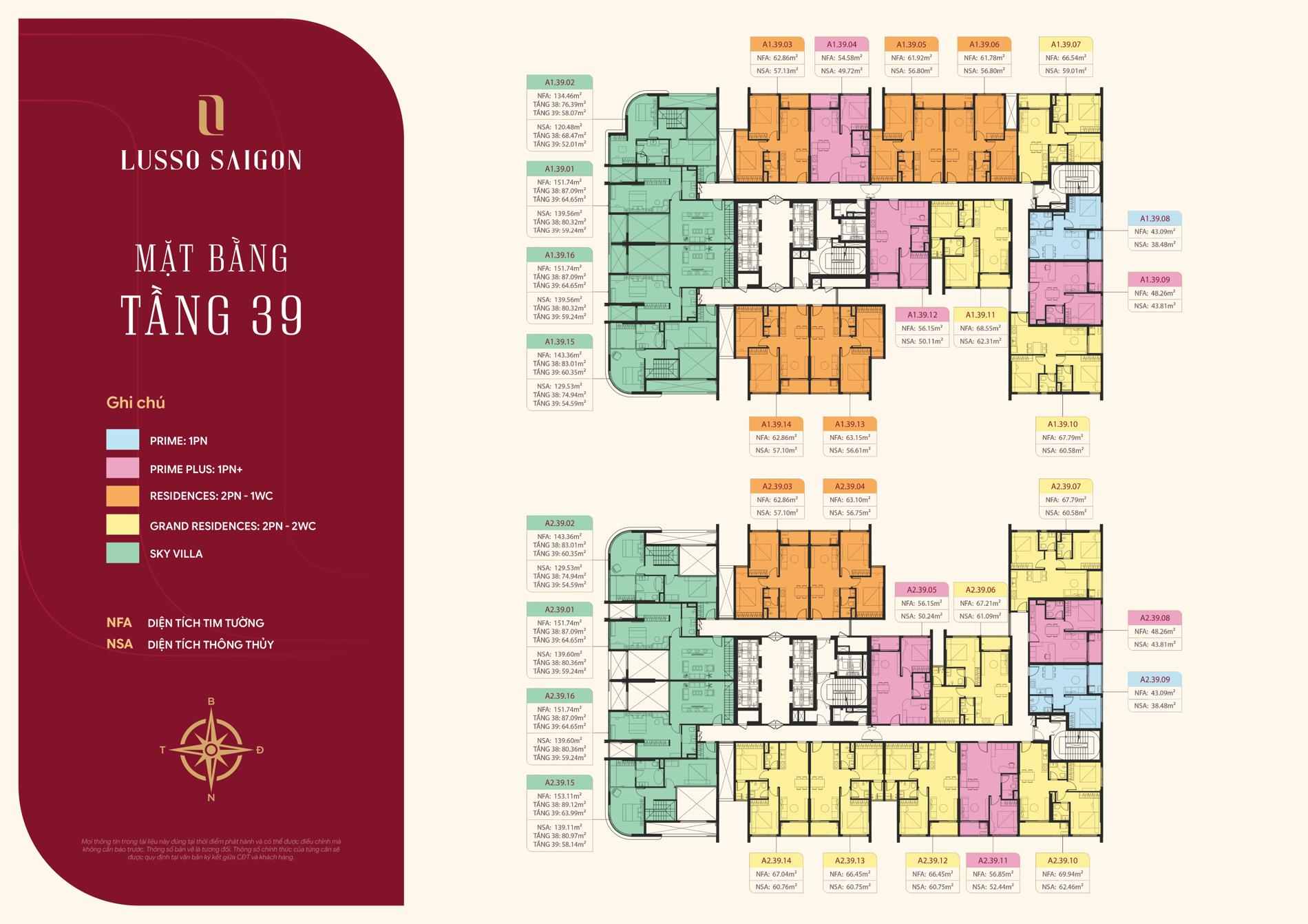 Mặt bằng căn hộ Lusso Saigon – Phân tích thiết kế và diện tích