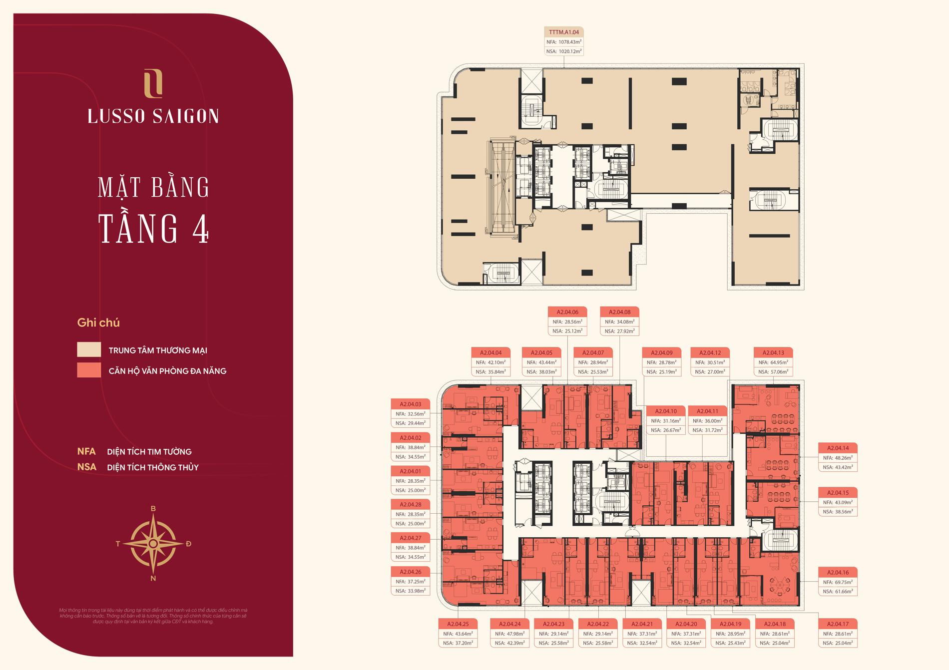 Mặt bằng căn hộ Lusso Saigon – Phân tích thiết kế và diện tích