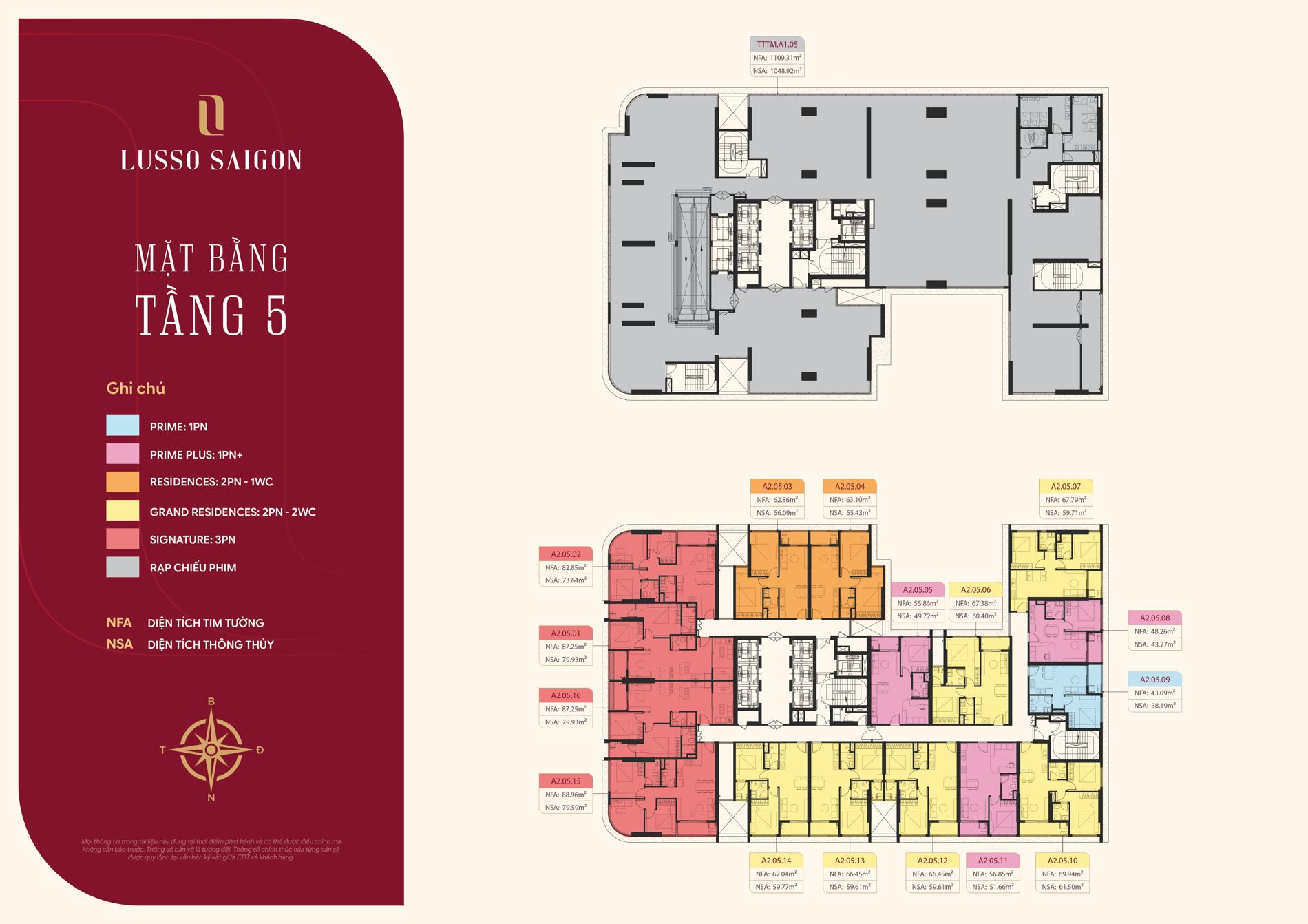 Mặt bằng căn hộ Lusso Saigon – Phân tích thiết kế và diện tích